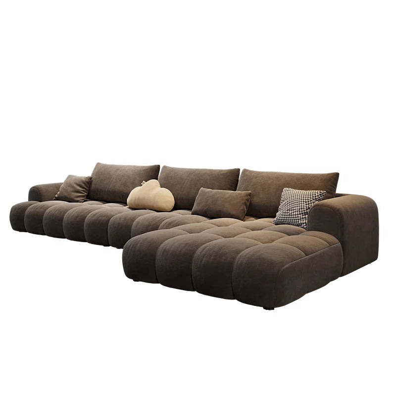 Nordic Minimalist Cushioned Sofa — Rich Chocolate Brown | KIMLUD