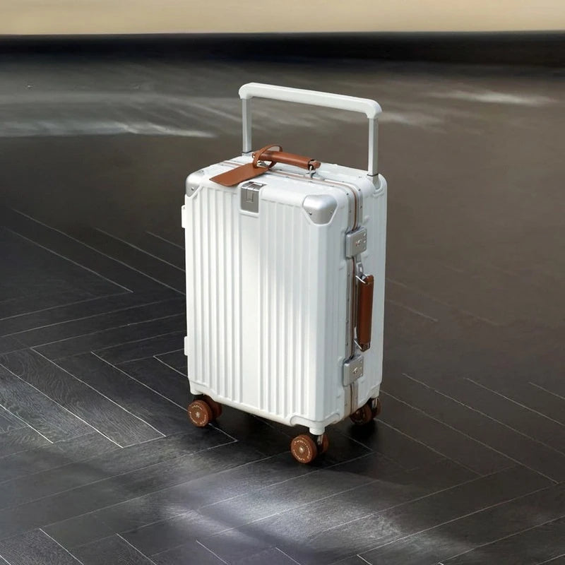 Wide-Handle Travel Suitcase With Cup Holder — Black | KIMLUD