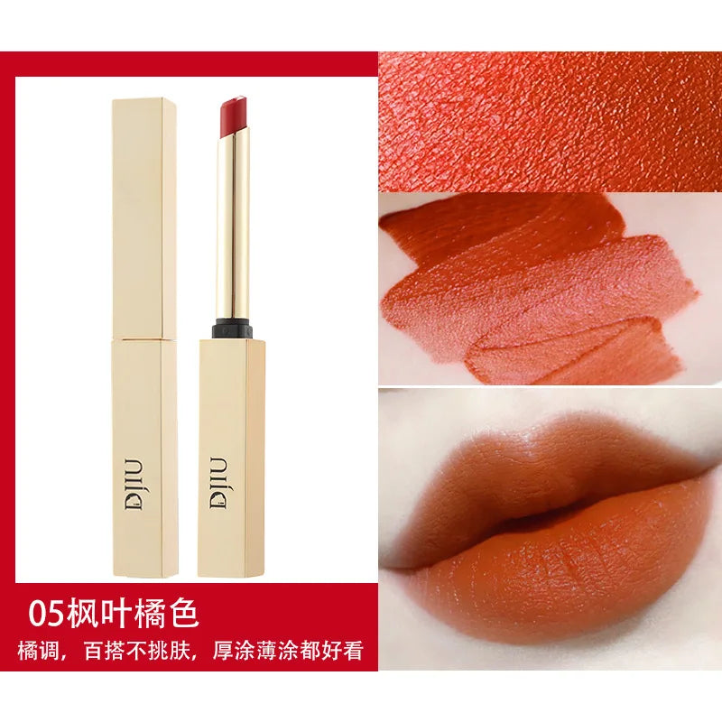 6 Colors Thin Tube Small Gold Bar Make Up Lip Stick Long Lasting Moisture Cosmetic Lipstick Lips Makeup Lipstick Cosmetics Batom