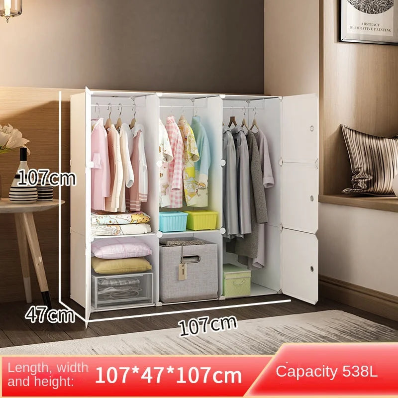 Plastic Wardrobe Collapsible with Large Space — White | KIMLUD