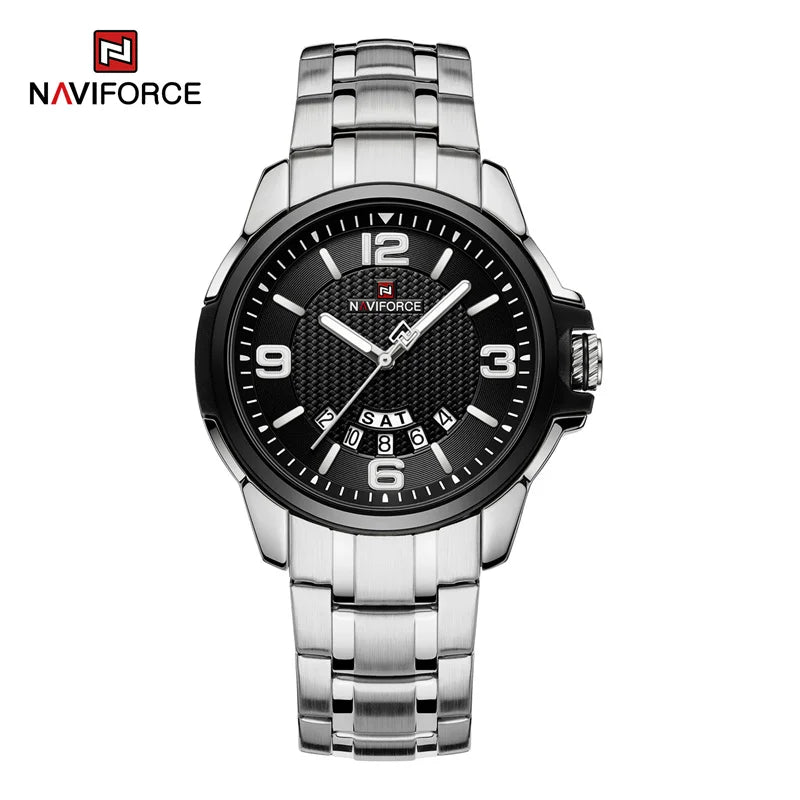 NAVIFORCE Brand Casual Men's Quartz Watch Stainless Steel Belt Business Wristwatches Waterproof Luminous Clock Relogio