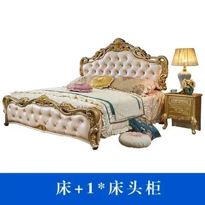 Luxury Human Bedroom Set Wooden Sleeping Letti E Mobili Nordic Furniture Large Princess Master Bedroom Set Double Villa High