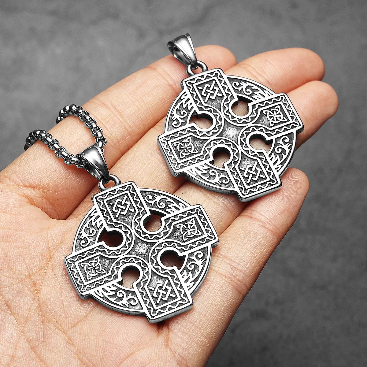Retro Viking Celtic Knot Cross Men Necklaces With Pendant Stainless Steel Jewelry For Male Women Punk Hip Hop Accessories Gifts