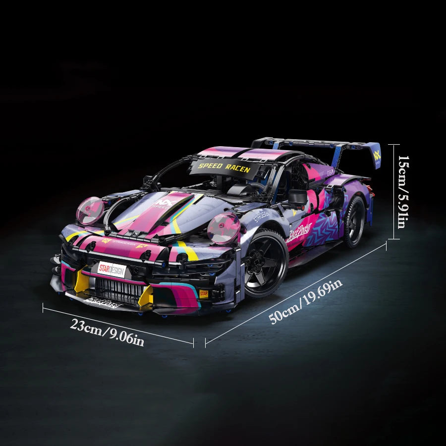 1700pcs RSR Racing Car Building Blocks Set, Technical Model Sports Car Toy DIY Collector's Gift for Adults/Teens/Kids/Boys/Girls