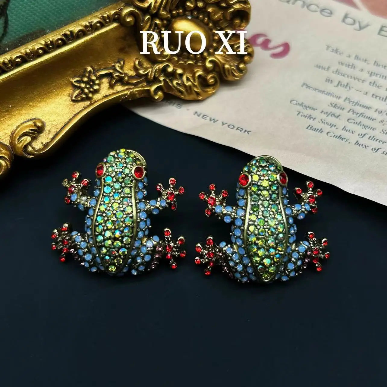 Vintage European and American Style Vintage Bohemian Tassel Animal Frog Set Autumn and Winter Necklace Earrings