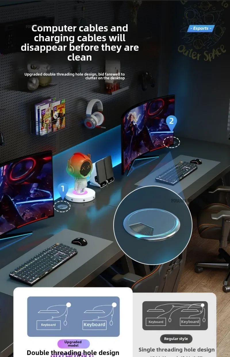 L-Shaped Double Computer Desk Home Office — Black | KIMLUD