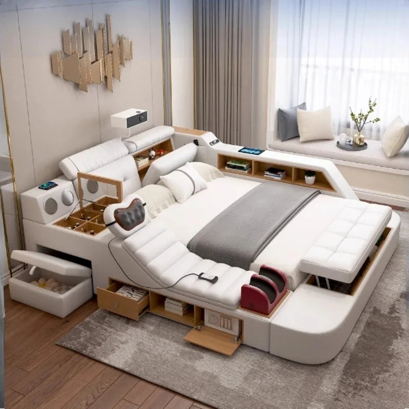 Luxury Storage Double Bed Modern Massager King Size Cameras Multifunctional Twin House Matrimoniale Bedroom Furniture