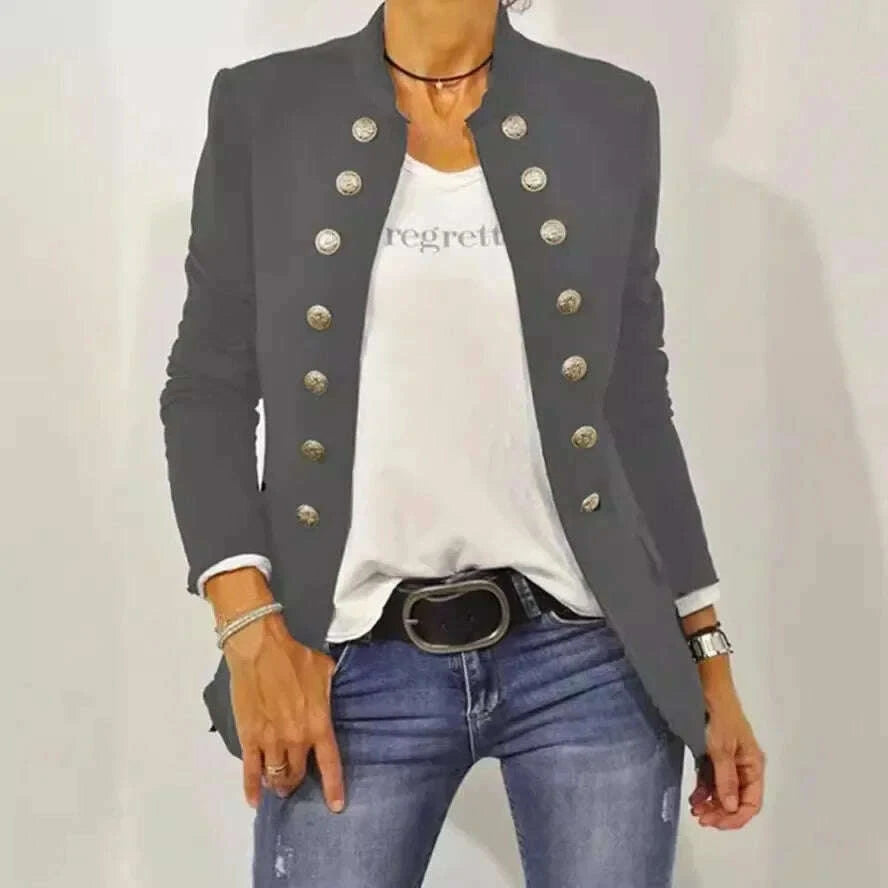 womens-solid-color-stand-up-collar-cardigan-button-decoration-casual-jacket-autumnwinter-2024-autumn-kimlud-kimlud-33920931