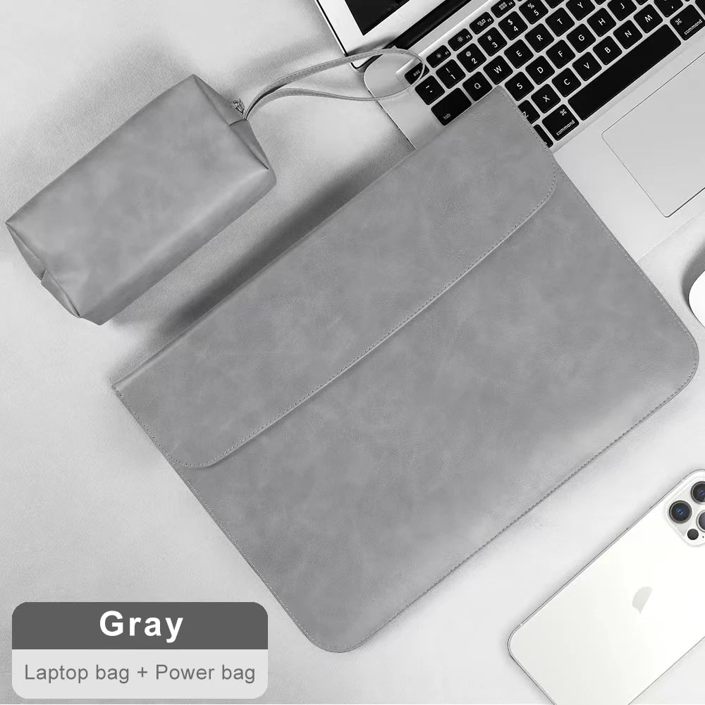 PU Laptop Sleeve 13–16 Inch Protective Fit — Gray | KIMLUD