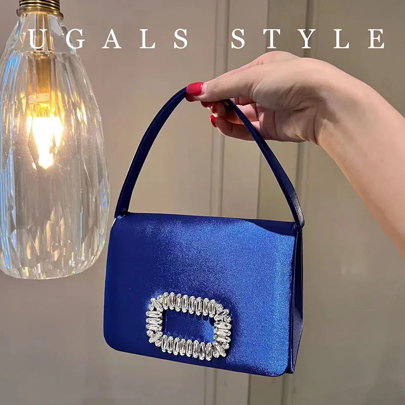 Crystal-Embellished Satin Evening Bag Tassel — Crystal | KIMLUD