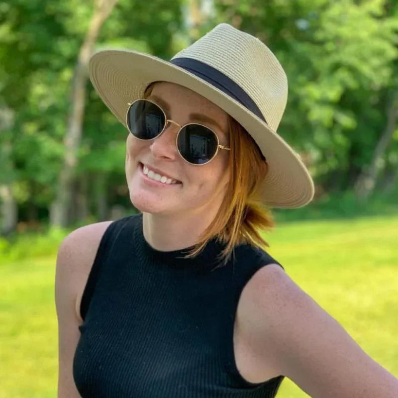 Panama Straw Hat Wide Brim Plus Size — Natural | KIMLUD