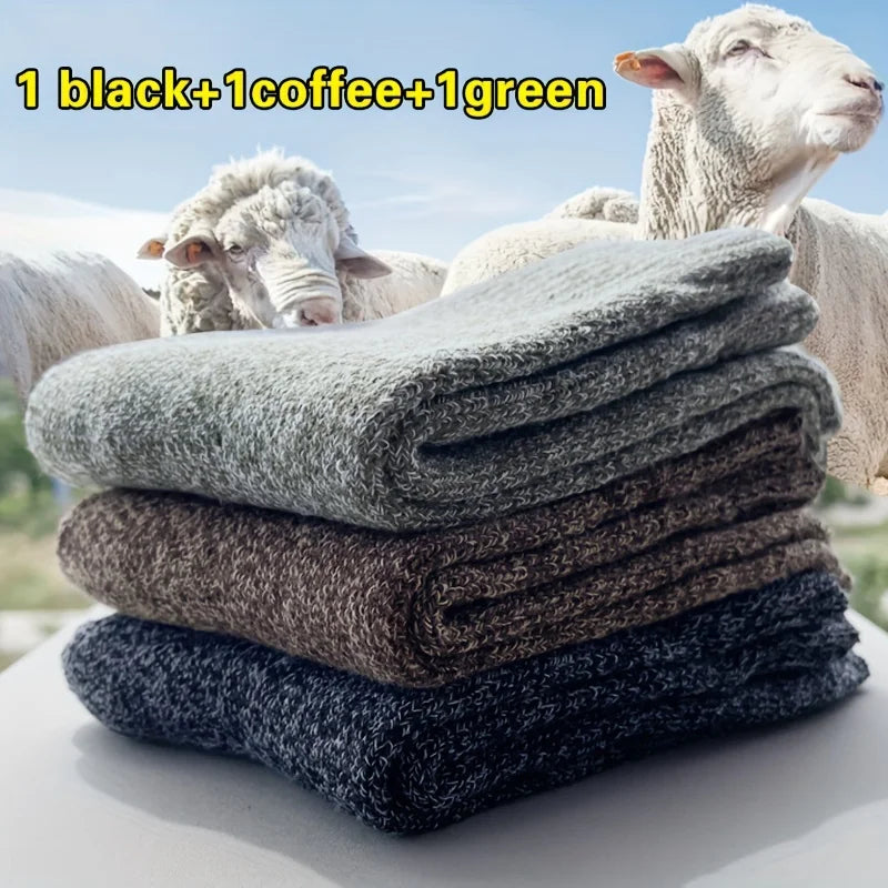 Thermal Polyester Knit Socks Mid-Calf — Black | KIMLUD