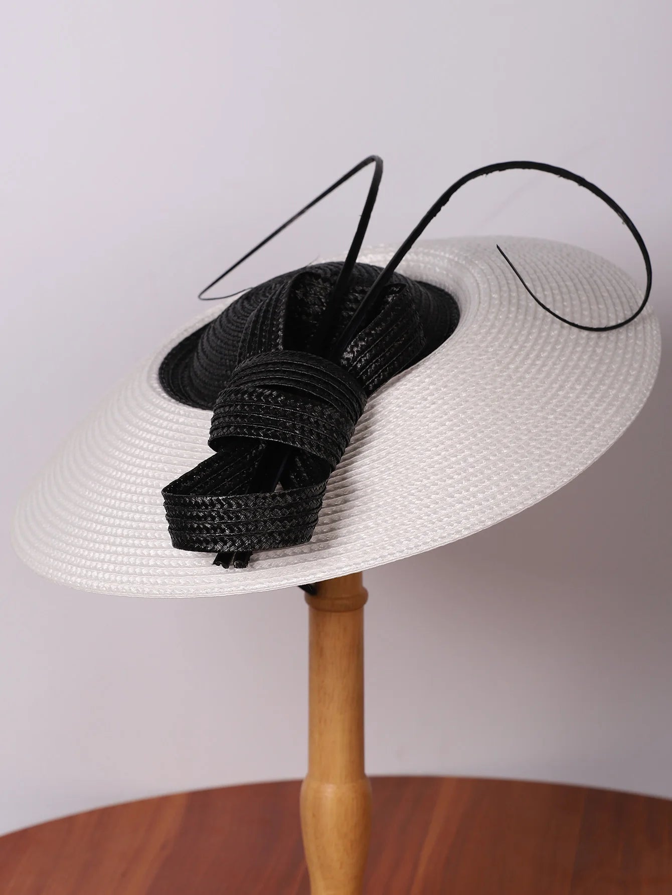 FS Fascinators Black White Weddings Pillbox Hat For Women Church Hat Sraw Fedora Black Wide Ladies Dress Kentucky Derby Hats