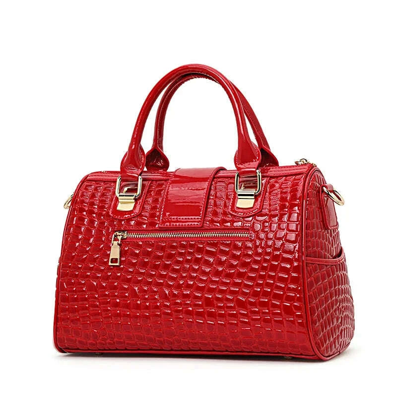 KIMLUD, Leather handbag for women - new style, elegant Boston-style women's bag, lady's large capacity shoulder bag for moms, KIMLUD Womens Clothes