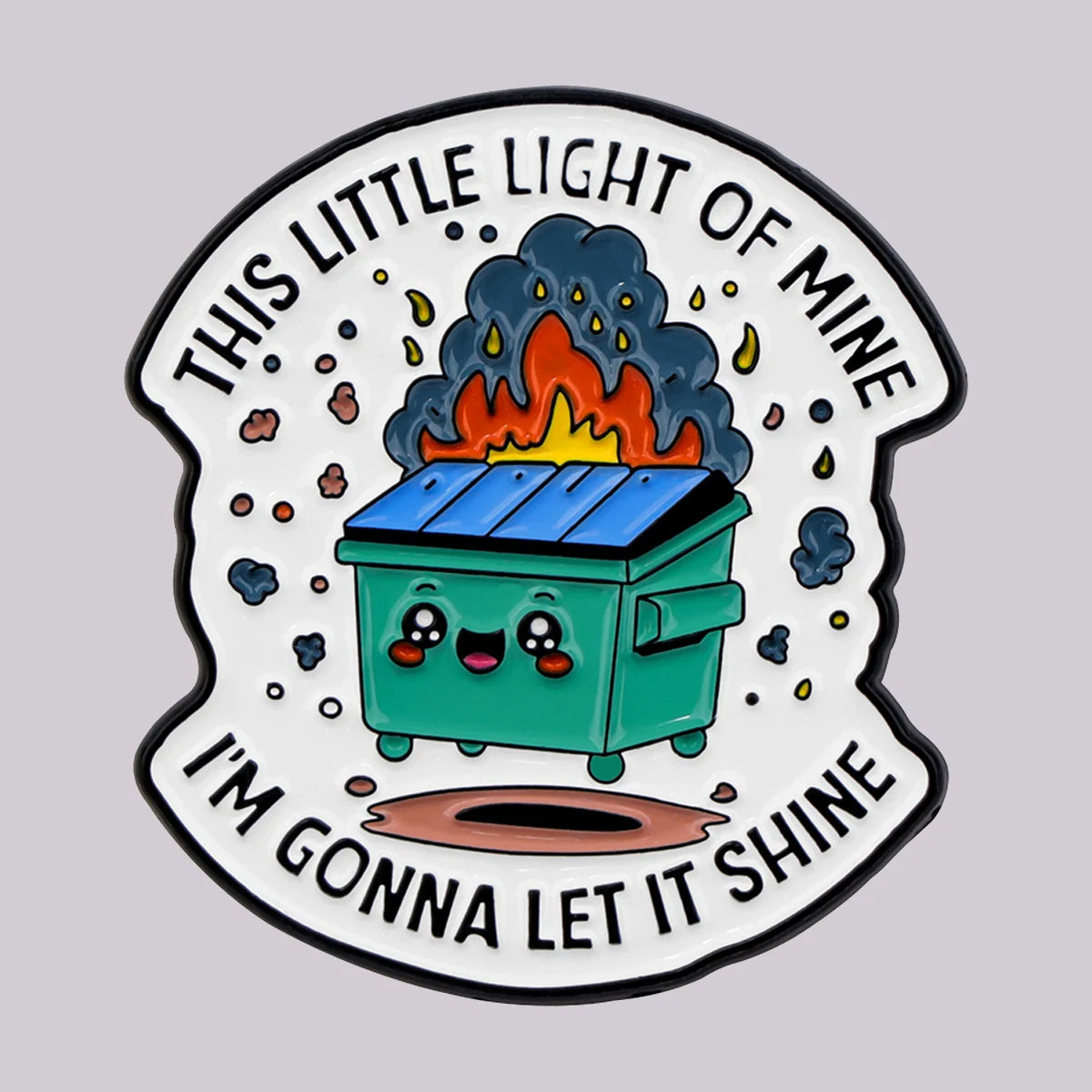 Enamel Pin Dumpster Fire Sarcastic Quote — Teal | KIMLUD