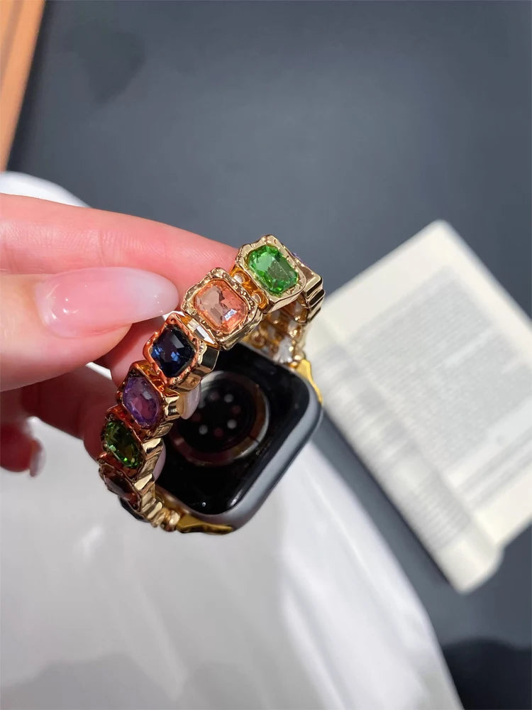 Stainless Diamond Band Watch Strap — Silver | KIMLUD