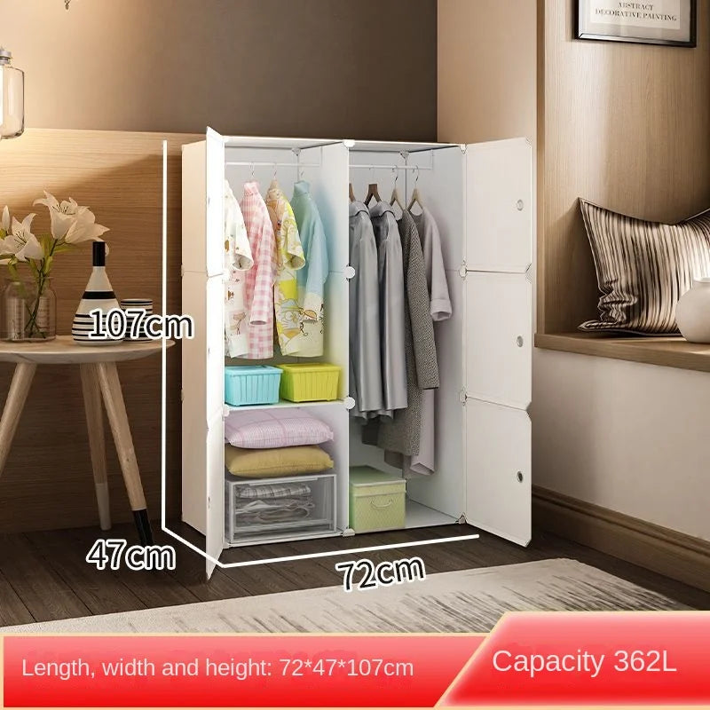 Plastic Wardrobe Collapsible with Large Space — White | KIMLUD