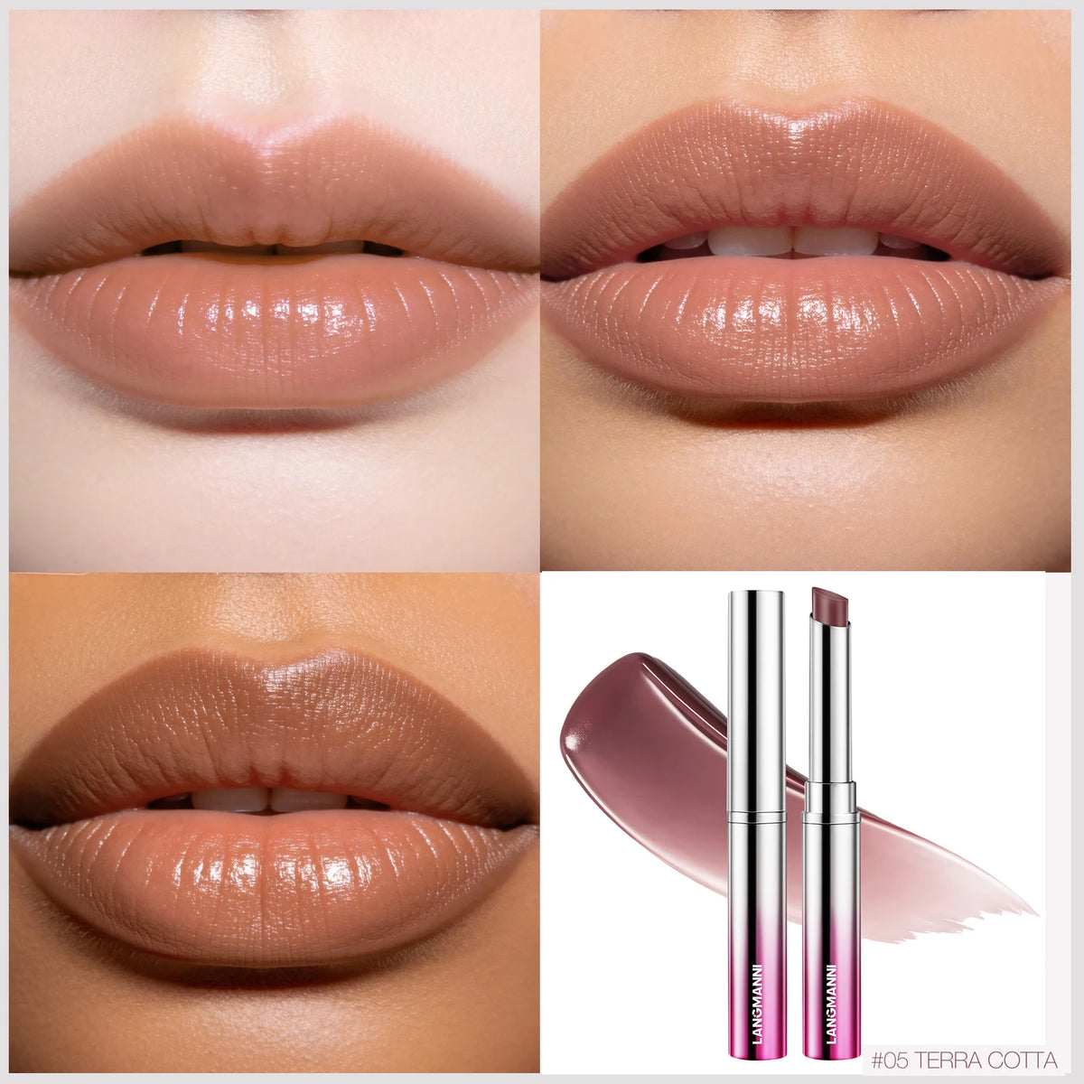 LANGMANNI 6 Colors Honey Pink Lipstick Waterproof Not Fading Sexy Nude Brown Lip Tint for Women Make Up Solid Lip Gloss Cosmetic