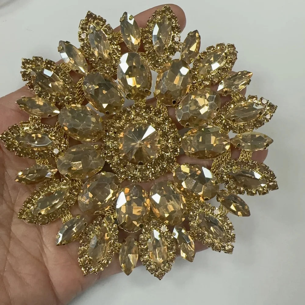 Crystal Rhinestone Appliques Round Cut Wedding Dress Embellishments — Clear | KIMLUD
