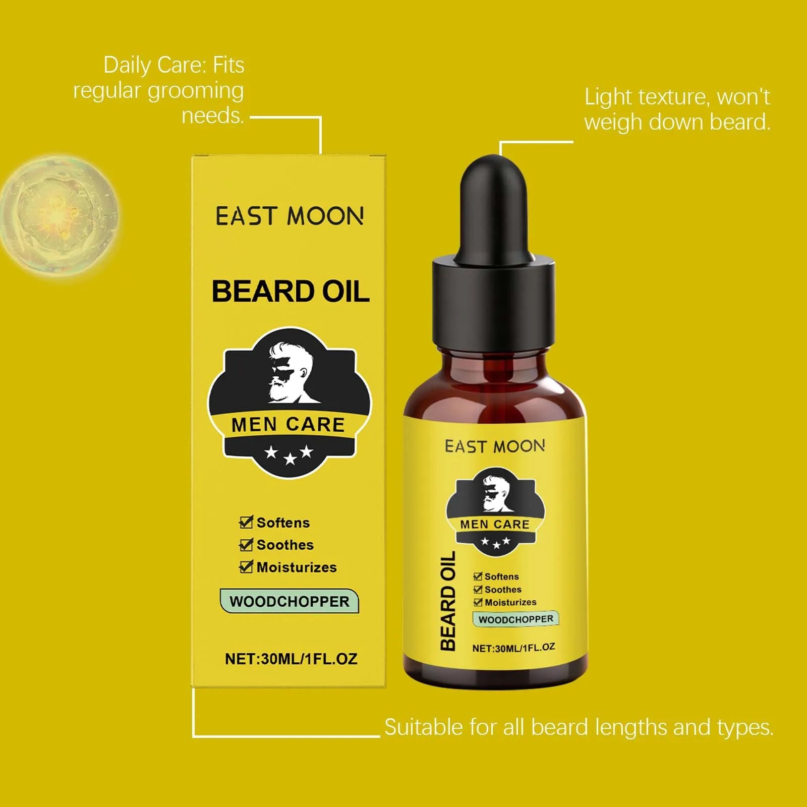 Nourishing Beard Care Oil Musk Scent — Bright Yellow | KIMLUD