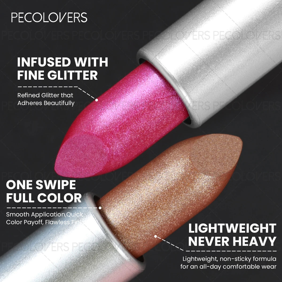 1PC Glitter Pearl, Various Shades, Cream Texture, Non-stick Cup, Sparkling Lipstick, Suitable for Christmas, Halloween Makeup