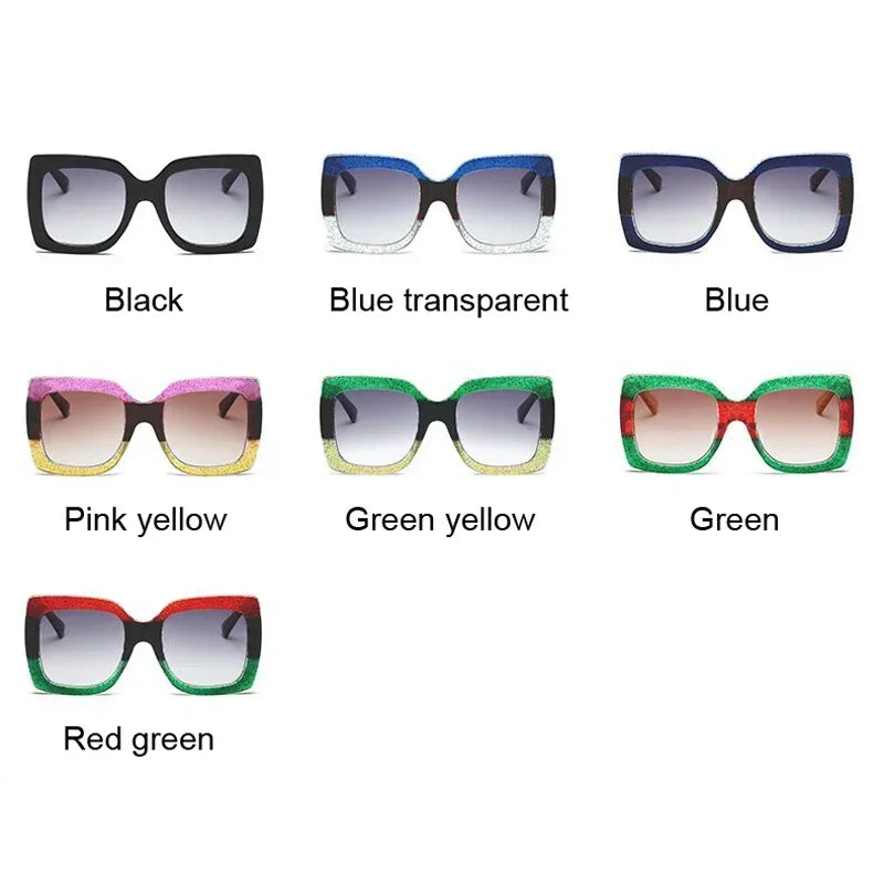 Oversized Glitter Plastic Sunglasses — Multicolor | KIMLUD