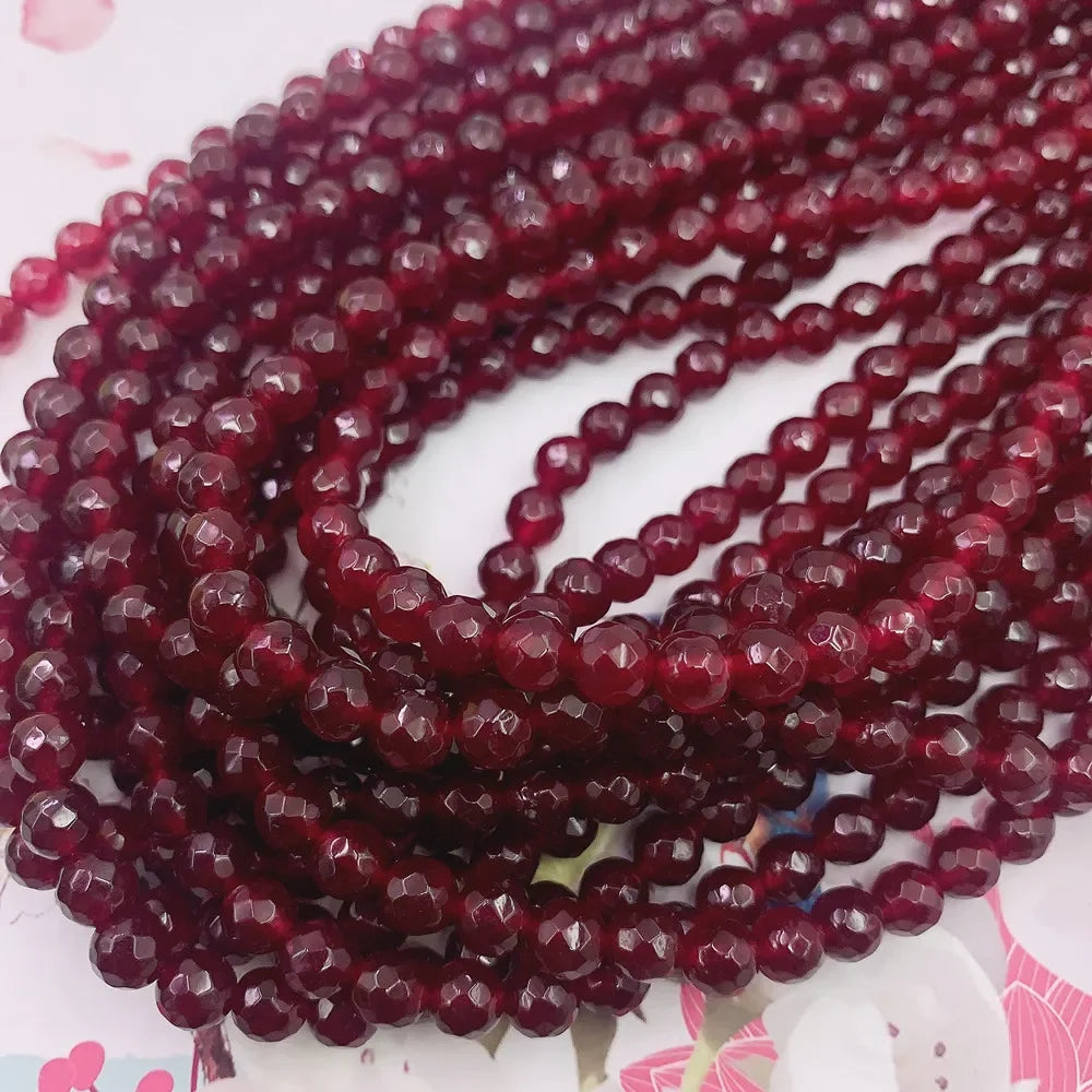 Fashion Luxurious Natural Stone Necklace for Women 6mm Faceted Ruby Multi-lay Jade Clavicle Chain Temperament Elegant Jewelry