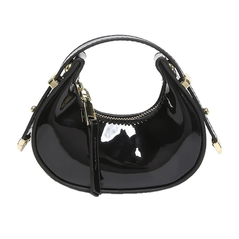 Lacquered PU Mini Bag With Sculpted Silhouette — Candy Pink | KIMLUD