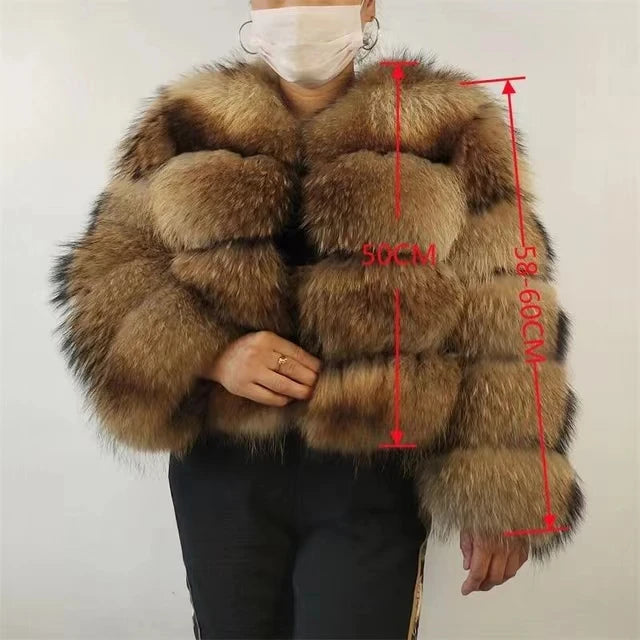 KIMLUD, BEIZIRU Real Raccoon Fur Coat Women Winter Long Sleeve Natural Luxury Jackets  Thick  Top, Natural Raccoon / M, KIMLUD APPAREL - Womens Clothes