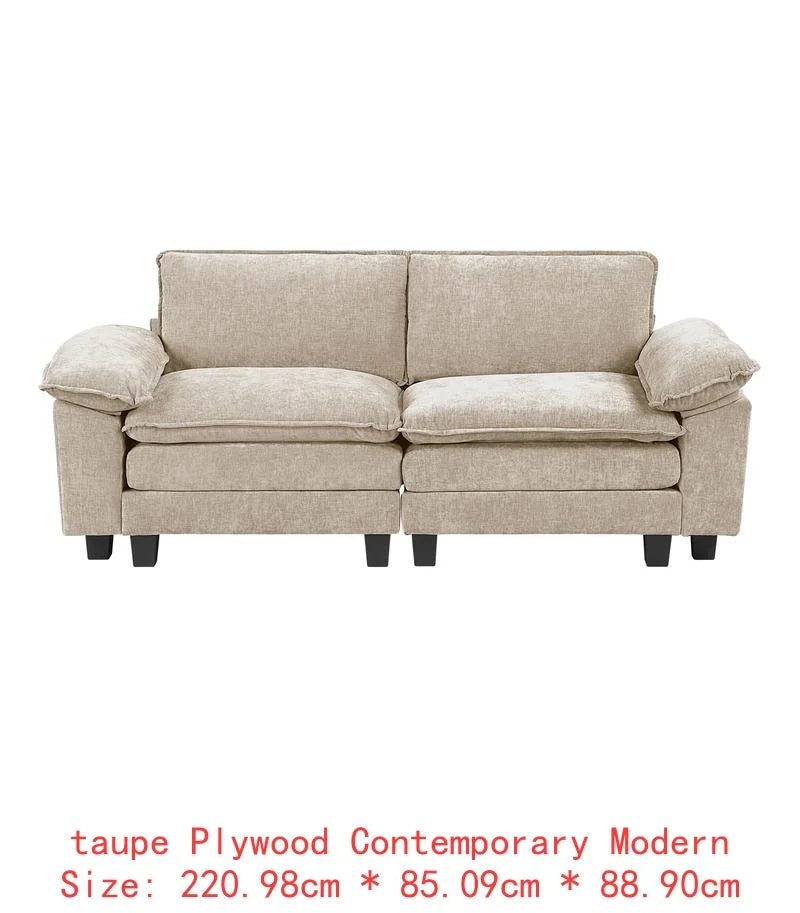 Chenille Sectional Sofa Set 6-Piece Modular Luxe Soft — Light Dove-Gray | KIMLUD