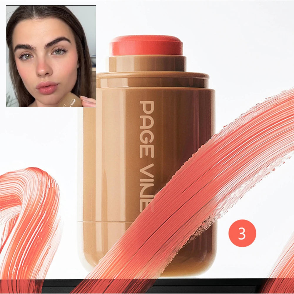 PAGE VINE Pocket Blush Stick Multi-Functional 6 Colors Lip & Cheek Highlighter Waterproof Natural Glow Balm