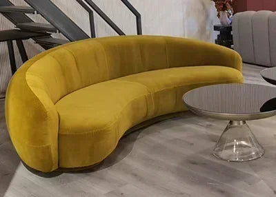 Nordic Velvet-Inspired Sofa Curved Silhouette With Plush Cushioning — Olive Green | KIMLUD