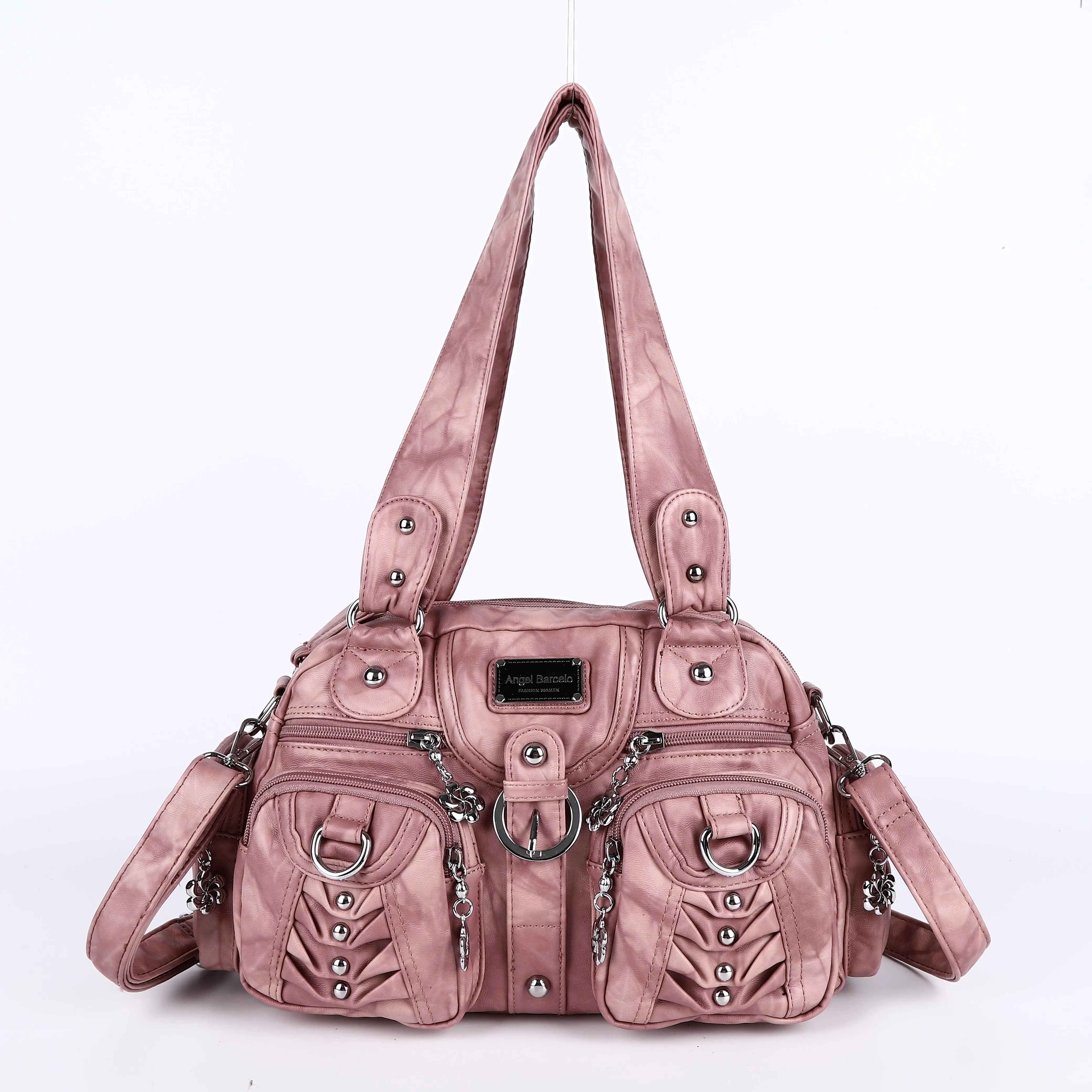 PU Satchel Top-Handle Dumpling Bag — Black | KIMLUD