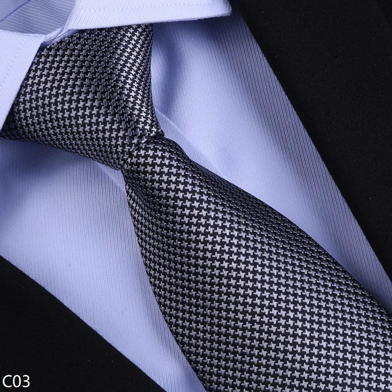 Silk Tie – 8cm Wide Checkered Pattern – Silk | KIMLUD