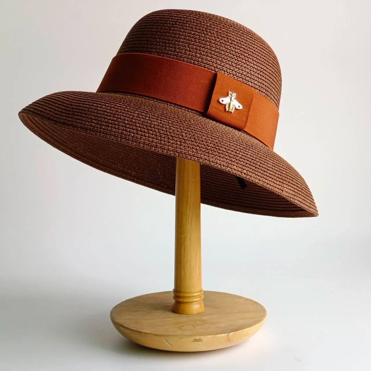Straw Hepburn Style Solid Sun Hat — Natural | KIMLUD