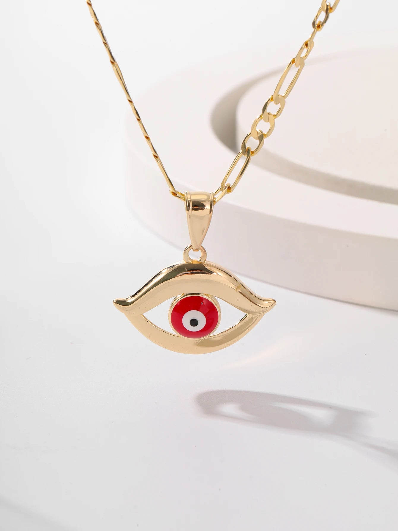 FanSibao hollowed out gold eye pendant necklace, women's luxury jewelry, Christmas party gift