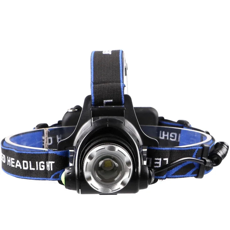 Powerful LED Headlamp Telescopic Zoomable Head Torch Outdoor Waterproof Rechargeable Fishing Camping Portable Headlight - KIMLUD
