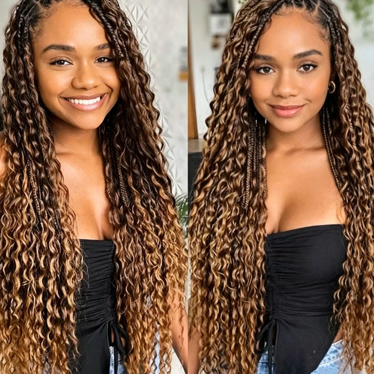 Crochet Hair – Highlight Colored Deep Wave – Brazilian Hair | KIMLUD