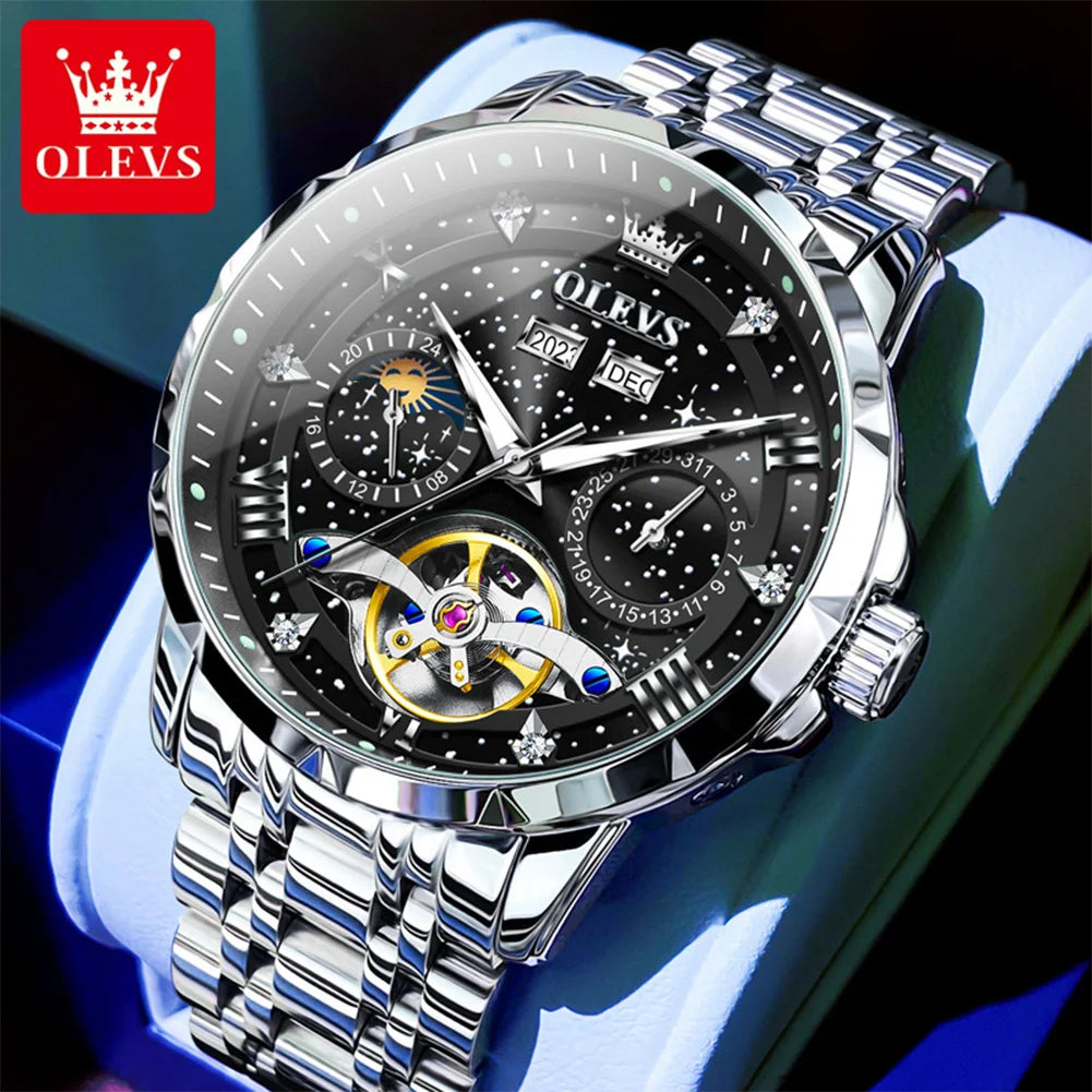 Moon Phase Mechanical Watch Skeleton — Emerald Green | KIMLUD