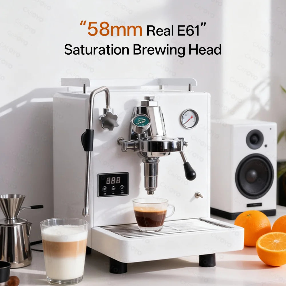 Semi-Automatic Espresso Machine E61 Group Head — White | KIMLUD