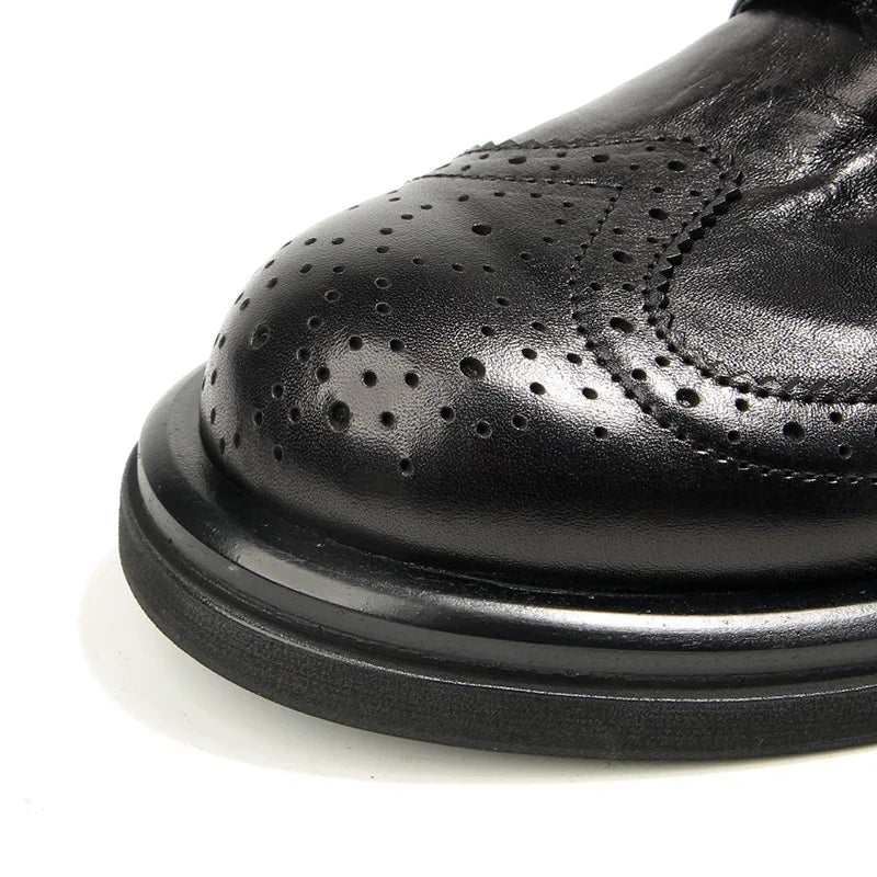 Genuine Leather Men's Block shoes Mens Business Shoes Luxury New Handmade Comfortable Man Casual Shoes Retro Men Leather Shoes