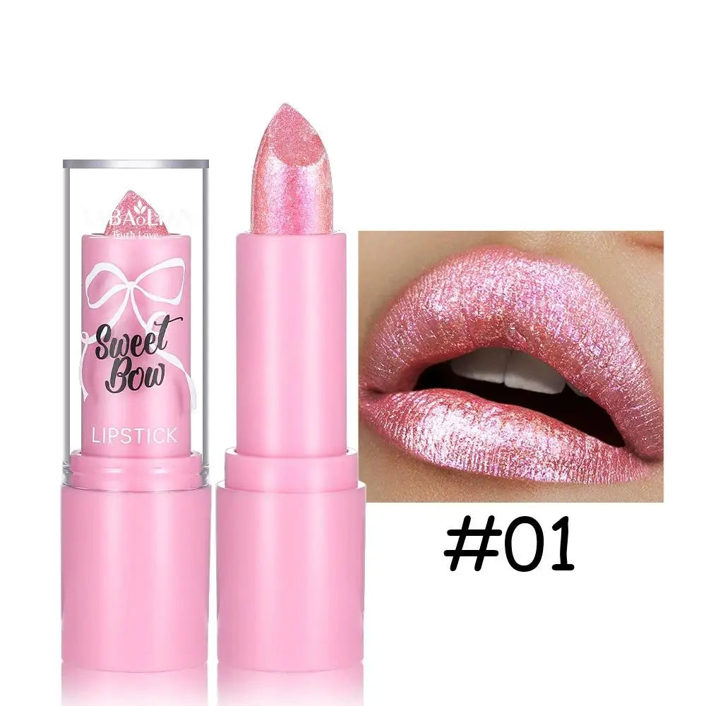 Metallic Glitter Lipstick Long Lasting High Shine — Pink | KIMLUD