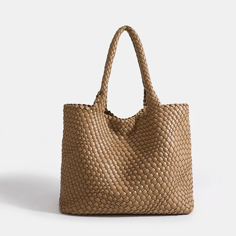Neoprene Striped Tote Bag Hasp Closure — Black And White | KIMLUD