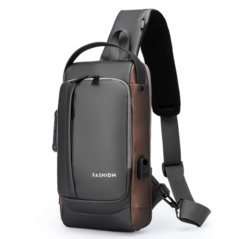 Oxford Sling Bag Anti Theft USB Charging — Black | KIMLUD