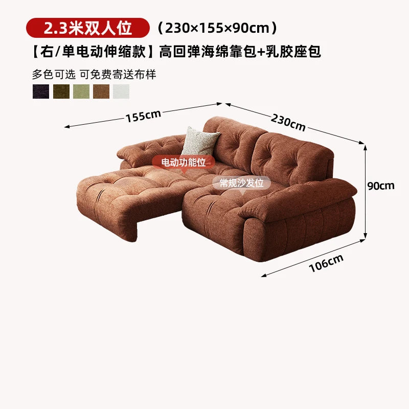Velvet Designer Living Room Sofa Multifunctional Electric Adjustment — Burnt Orange | KIMLUD