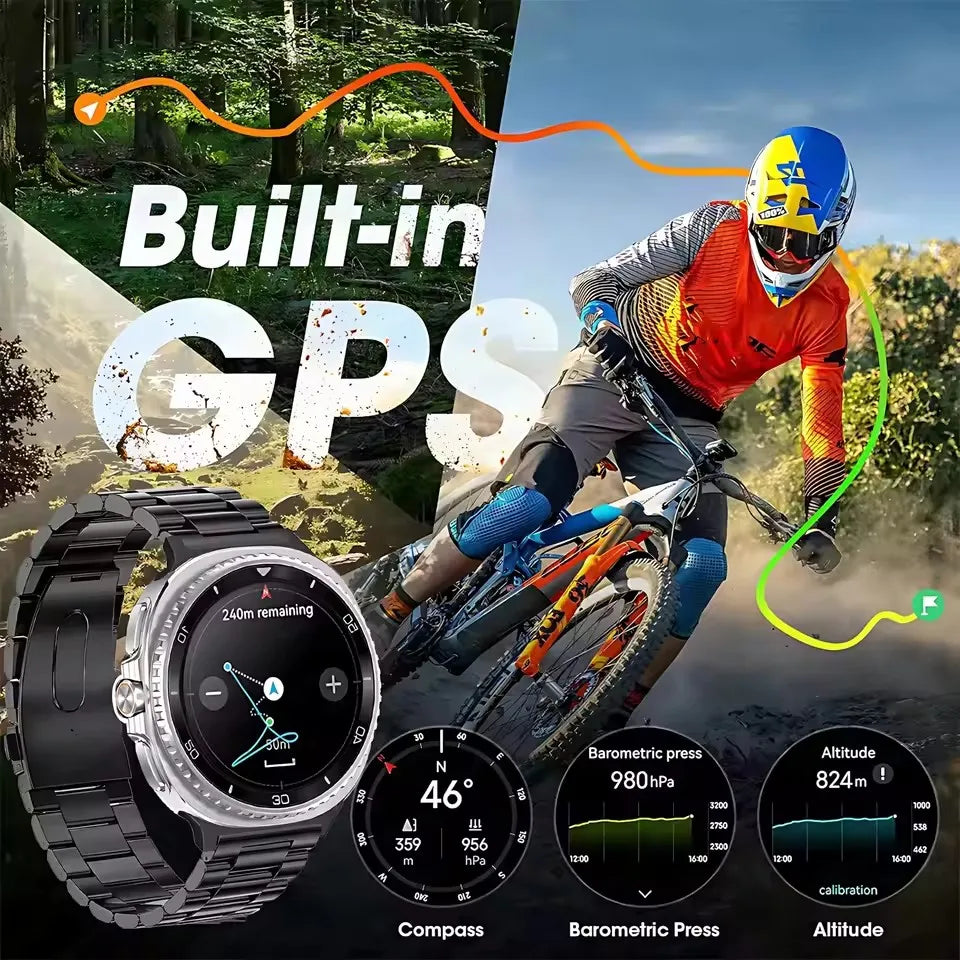 46mm Watch 8 Ultra Classic GPS Compass NFC SmartWatch Men AMOLEDS Rotating Dial BT Call 3ATM Waterproof Watch7 Upgraded Watches