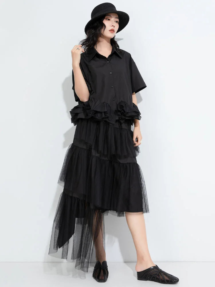 A-Line Skirt – High Elastic Waist – Jersey – Black | KIMLUD