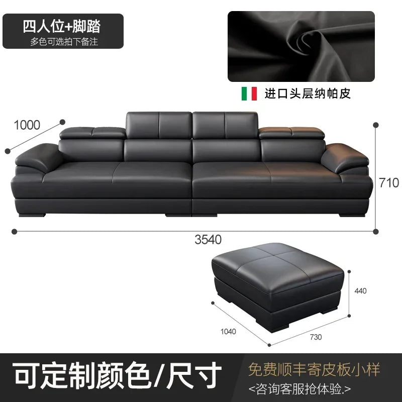 Minimalist Sectional Sofa Modular Design With Cowhide Accents — Charcoal Black | KIMLUD