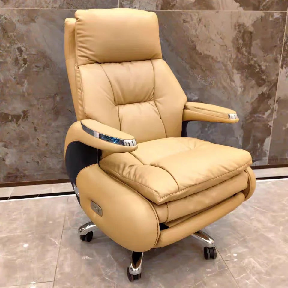 Electric Massage Office Chair, Reclining From 90-160°, with Button Control for Micro-vibration Massage, Suitable for Office Use.