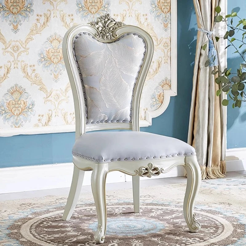 Leather Dining Chair Tufted Back With Solid Wood Frame — Ivory | KIMLUD